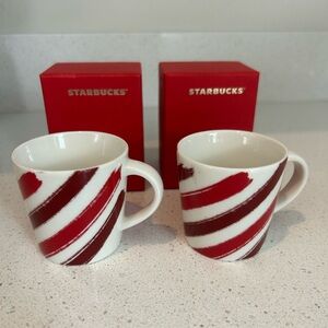 Starbucks 2014 Demitasse 3 Oz Christmas Mug Red Stripes Espresso Cup Set